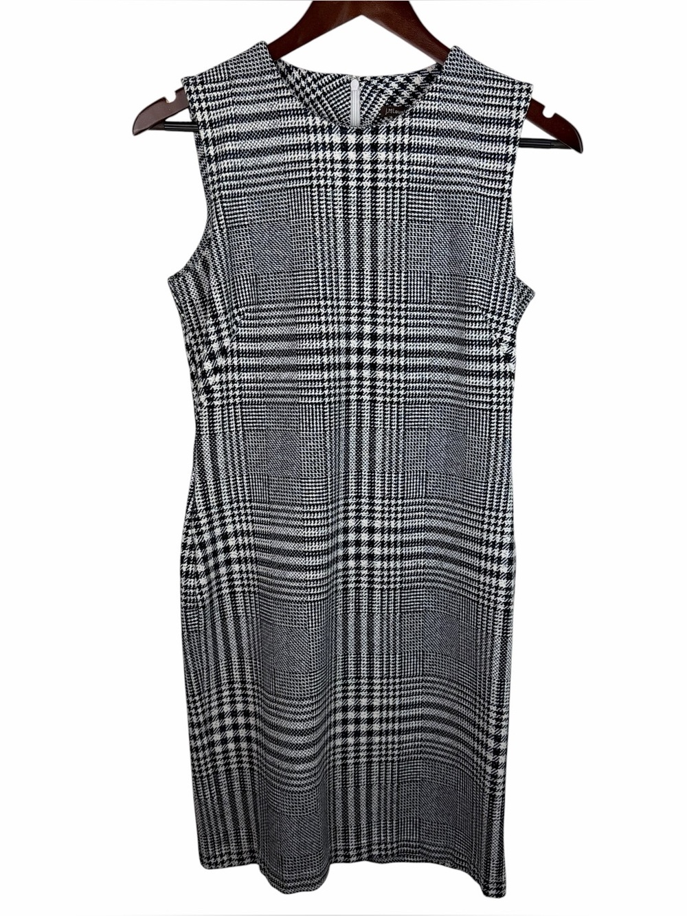 J. McLaughlin | Blue White Houndstooth Catalina Cloth Sheath Dress